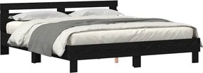 vidaXL Ágykeret leddel fejtámlával Fekete tölgy 200 x 200 cm Faanyag