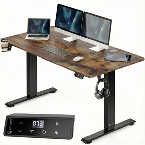 Deuba Magasságban állítható asztal 140x60x117 cm - barna