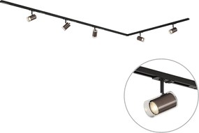 Modern fekete sínrendszer 5 sötét bronz spotlámpával, 1 fázisú - Iconic Lloyd