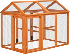 PawHut Kültéri Tyúkól 140x88.5x106 cm - 1-3 Tyúk számára, 3 Ülőfelülettel, Fából készült Váz, 2 Zárható Ajtóval a Kertbe | Aosom