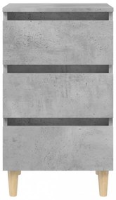 betonszürke éjjeliszekrény tömör fa lábakkal 40 x 35 x 69 cm