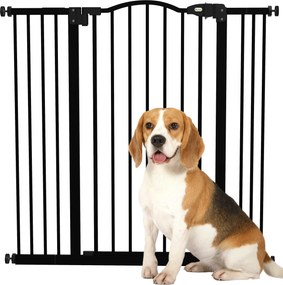 PawHut Bővíthető Kutya Biztonsági Átjáró 74-100 cm Ajtókhoz és Lépcsőkhöz - Háziállat Biztonsági Zár 2 Kiterjesztéssel (7/14 cm) Fekete | Aosom