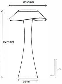 Globo 21025A-LED Dimmelhető Asztali lámpa tölthető AMBRA LED/2,5W/3,7V 2700K/4500K/6500K arany