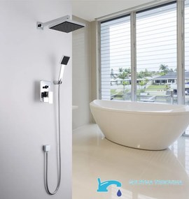 Zuhanyrendszer EYN PT77075 falba süllyesztett kivitelben, LED-világítással és többféle vízsugárral, króm felülettel