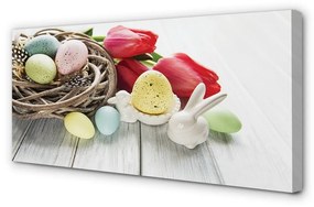 Canvas képek tojások tulipán 100x50 cm