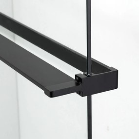 Stuxi Milano Gate Black Plus 1 falsíkra szerelhető, két oldalfalas walk-in zuhanyfal, 70x110 cm, 8 mm vastag vízlepergető biztonsági üveggel, helytakarékos sarokmerevítőkkel