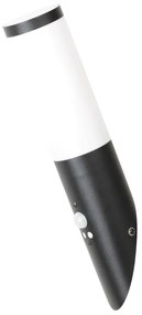 RABALUX-8146 Black torch mozgásérzékelős matt fekete kültéri fali lámpa 1XE27 25W IP44 UV álló műanyag búrával