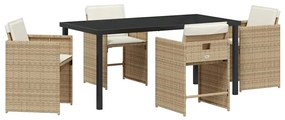 vidaXL Kert étkező szett 5 pcs Bézs polirattan