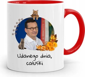 Piros Politikus Bögre Mateusz Morawiecki Miniszterelnök fényképes nyomtatással