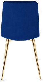 Sötétkék Bársony Étkezőszék Arany Lábbal. YORK