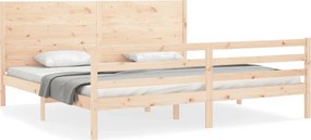 vidaXL tömör fa ágykeret fejtámlával 200 x 200 cm