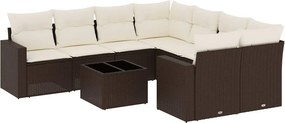 vidaXL 9 részes barna polyrattan kerti ülőgarnitúra párnákkal