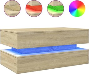 vidaXL sonoma tölgy színű dohányzóasztal LED-lámpákkal 90x50x40 cm