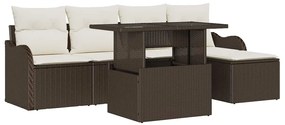 vidaXL Kerti Kanapé Szett párnával 6 pcs Barna Polyrattan