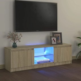 Sonoma tölgy színű TV-szekrény LED lámpákkal 120x30x35,5 cm