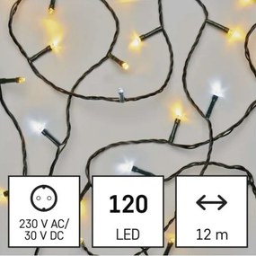 LED Karácsonyi kültéri lánc 120xLED/17m IP44 meleg/hideg fehér