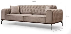 Design 3-személyes kanapé Tamarice 230 cm krém