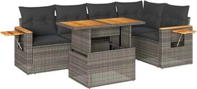 vidaXL 6 részes szürke polyrattan akácfa kerti ülőgarnitúra párnákkal
