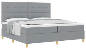 Boxspring Ágy Matrac Világosszürke 200x200 cm Szövet