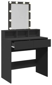 fekete fésülködőasztal LED-del 80 x 41 x 144,5 cm