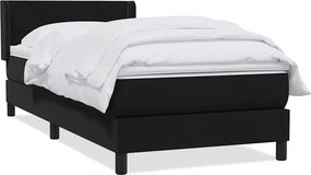 vidaXL fekete bársony rugós ágy matraccal 80x220 cm