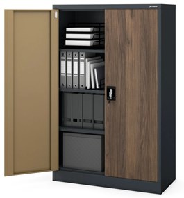 Szekrény KEVIN, 900 x 1400 x 400 mm, Eco Design: antracit/ dió