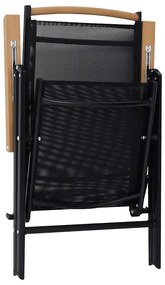 4 db fekete alumínium és textilén összecsukható kerti szék