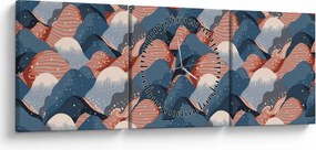 Kép - Hullámok és dombok (órával) (90x30 cm)