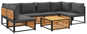 vidaXL 7 részes tömör akácfa kerti ülőgarnitúra párnákkal