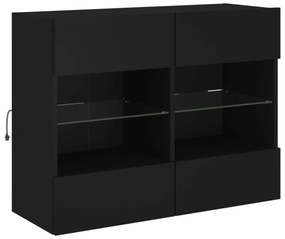 fekete fali TV-szekrény LED-világítással 78,5x30x60,5 cm