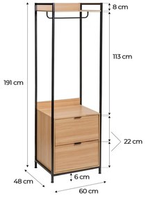 Natúr színű nyitott ruhásszekrény 60x190x48 cm Armarios – Casa Selección