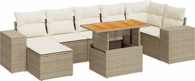 vidaXL 8 részes bézs polyrattan kerti ülőgarnitúra párnával