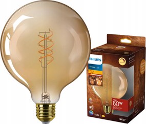Led izzó Philips E27 gömb G125 7.3W 60W Filament Vintage Retro Dekoratív