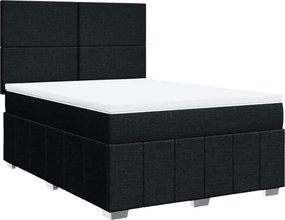 vidaXL fekete szövet rugós ágy matraccal 160x200 cm
