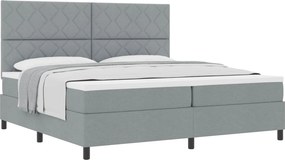 vidaXL Boxrugós ágy matracmal Világosszürke 200 x 200 cm szövet