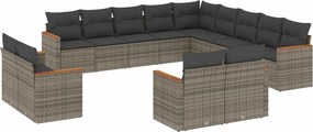 vidaXL 13 részes szürke polyrattan kerti ülőgarnitúra párnákkal