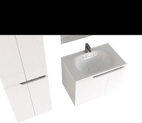 Piramida EURIDIKA fali fürdőszobabútor - műmárvány mosdóval -2 ajtós - 75 x 48 x 53 cm