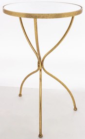 Design fém antikolt körasztal, márvány hatású asztallap 64.5x40x40cm