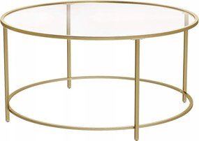 Arany dohányzóasztal kerek üveg pad Glamour Art-deco