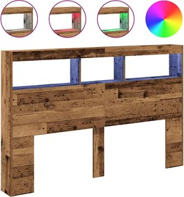 vidaXL antik fa áthidalószekrény LED-világítással 160 x 17 x 102 cm