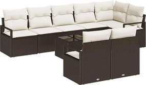 vidaXL Kanapé Szett 9 pcs Barna polirattan