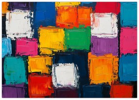 Kép - Színes négyzetek festménye (70x50 cm)