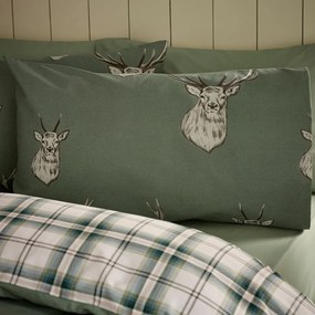 Zöld kétszemélyes ágyneműhuzat 200x200 cm Stag Check – Catherine Lansfield