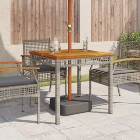 szürke polyrattan és akácfa kerti asztal 80 x 80 x 74 cm