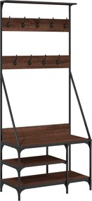 vidaXL barna tölgyszínű ruhafogas cipőpolccal 80x40x184 cm