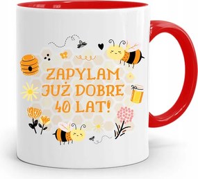 Születésnapra 40 40-es 40-es Piros Ajándék Bögre fényképes nyomtatással