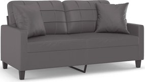 vidaXL 2 személyes szürke műbőr kanapé díszpárnákkal 140 cm