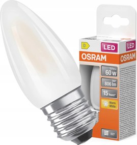 Led izzó B35 Gyertya E27 5.5W 60W 806lm 2700K Meleg 300° Filament