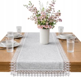 Asztalterítő sima Elegáns, gipiur Csipke 60x120 Szürke Téglalap