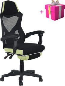 Irodai/gamer szék, fekete/zöld, teherbírás 150 kg, JORIK